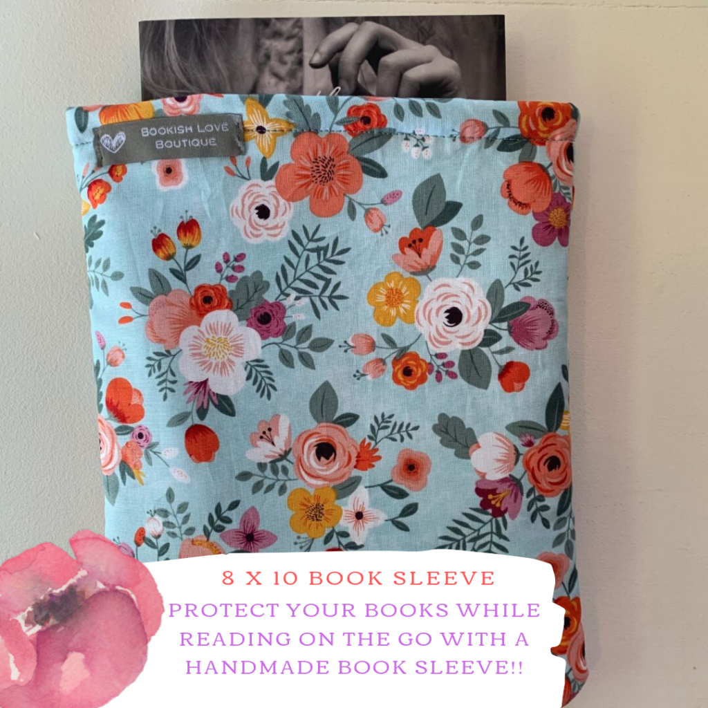 8 x 10 book sleeve Floral Clusters on Blue