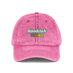 Very Bookish Vibes Embroidered Vintage Cap — Pink Washed Baseball Hat